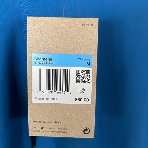 Brand New Nike Pro Dri-Fit Blue Training Leggings Tight Fit Mid Rise Full Length - Picture 6 of 16